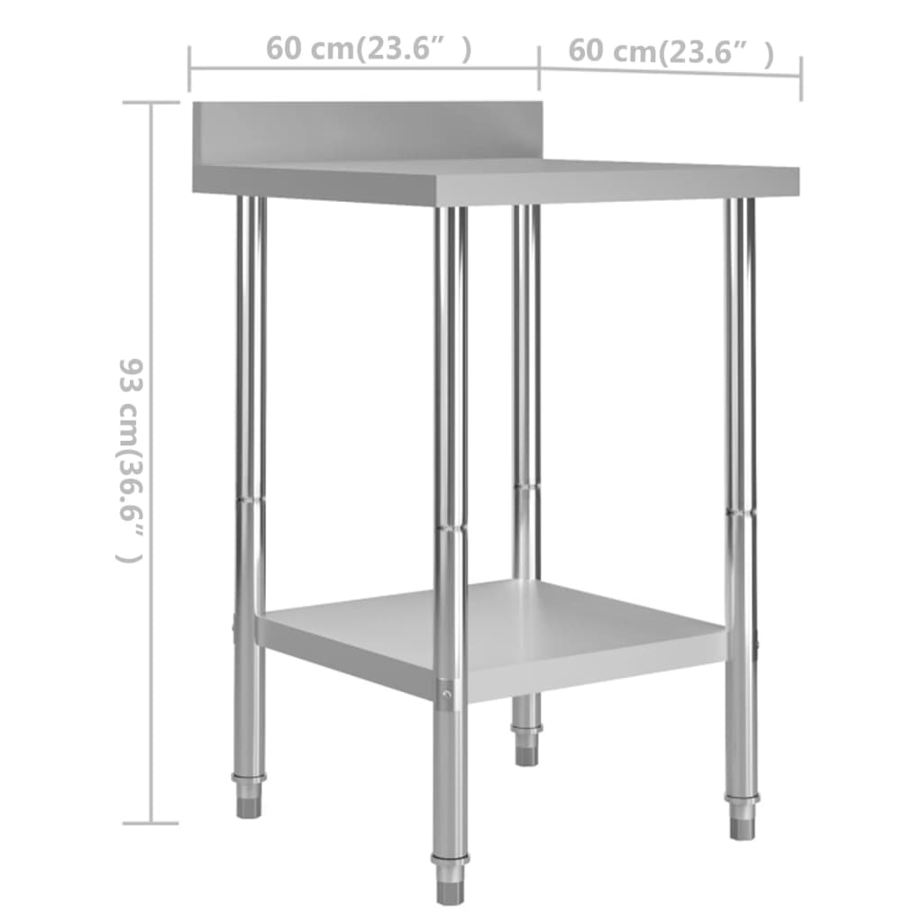 vidaXL Kuhinjska delovna miza z zaščitno ploščo 60x60x93 cm jeklo
