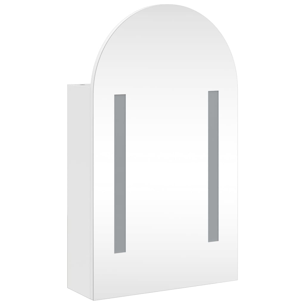 vidaXL Kopalniška omarica z ogledalom z LED obokana bela 42x13x70 cm