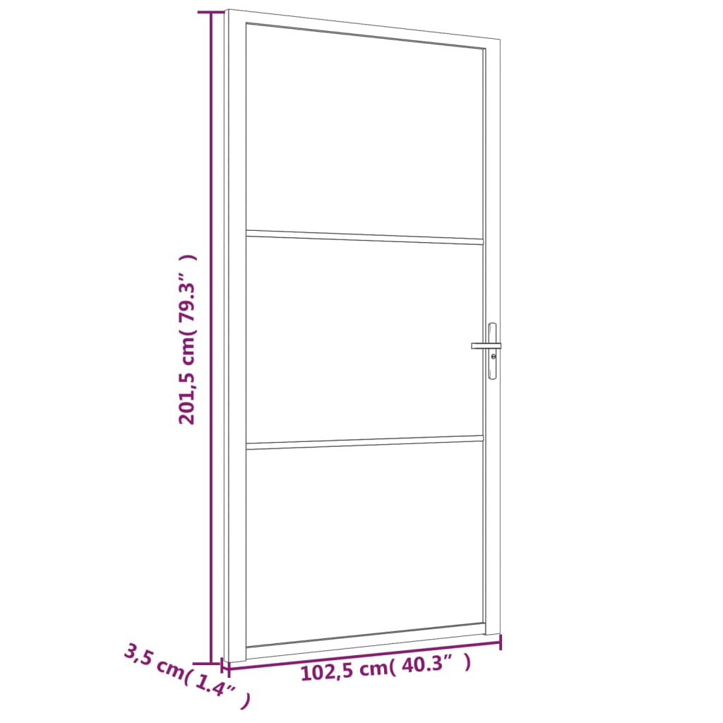 vidaXL Notranja vrata 102,5x201,5 cm bela mat steklo in aluminij