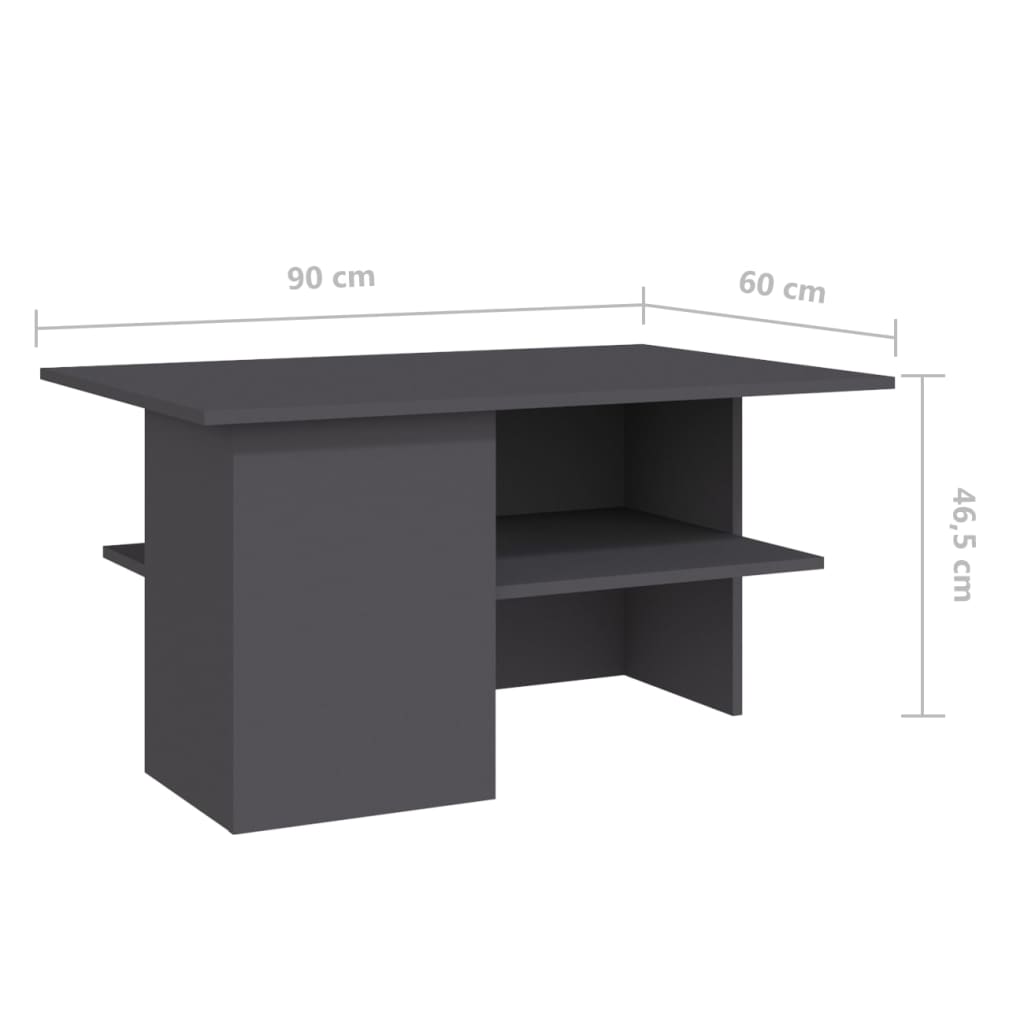 vidaXL Klubska mizica siva 90x60x46,5 cm iverna plošča