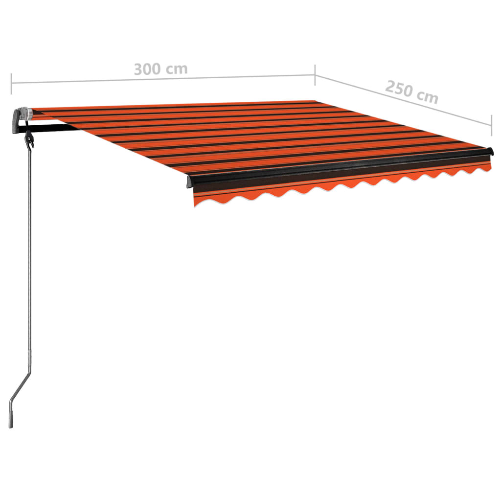 vidaXL Prostostoječa avtomatska tenda 300x250 cm oranžna/rjava