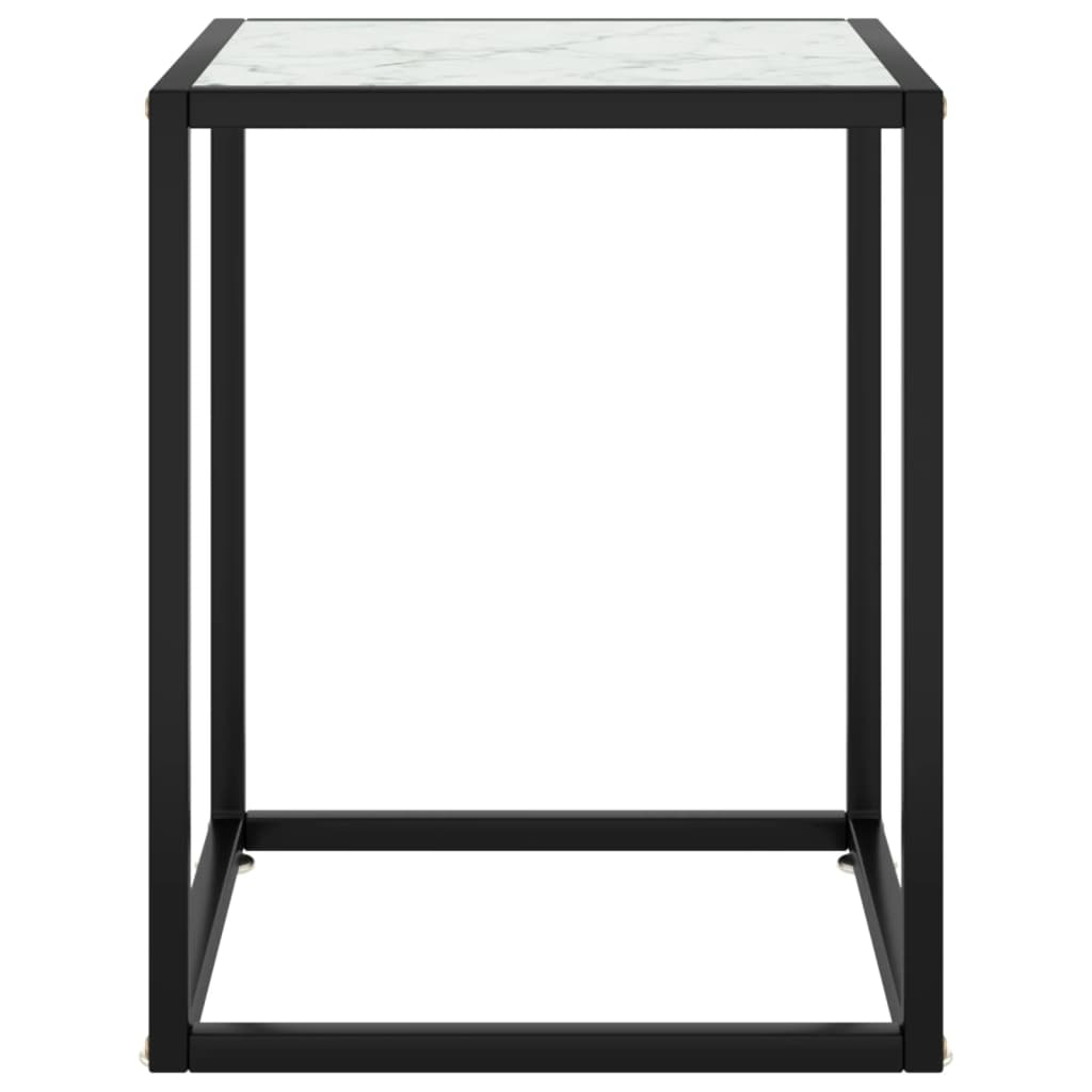 vidaXL Klubska mizica črna z belim marmornim steklom 40x40x50 cm