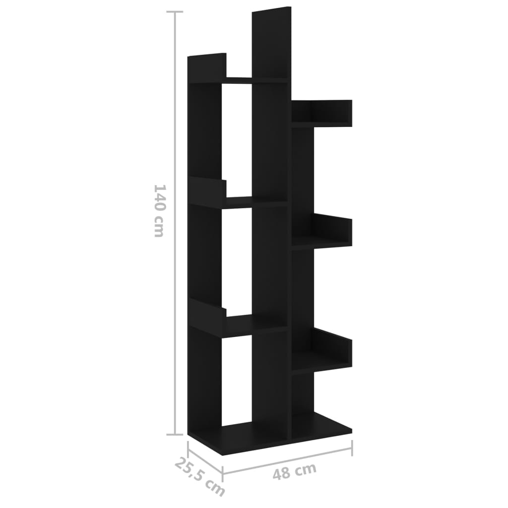 vidaXL Knjižna omara črna 48x25,5x140 cm iverna plošča
