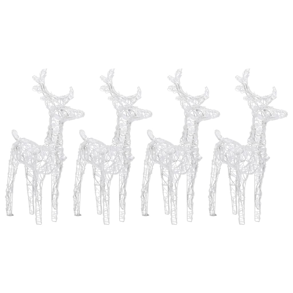 vidaXL Božični severni jeleni 4 kosi toplo beli 160 LED akril
