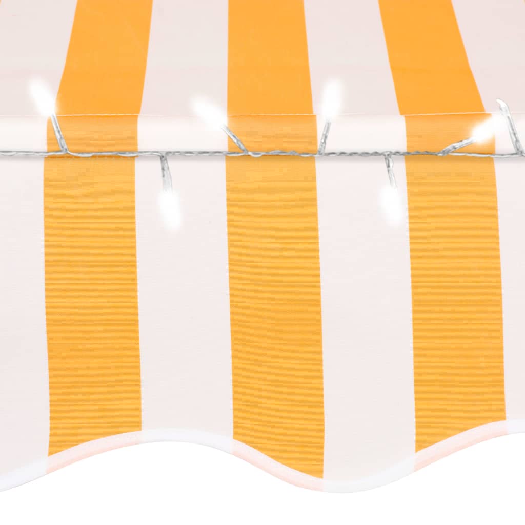 vidaXL Ročno zložljiva tenda z LED lučkami 250 cm bela in oranžna