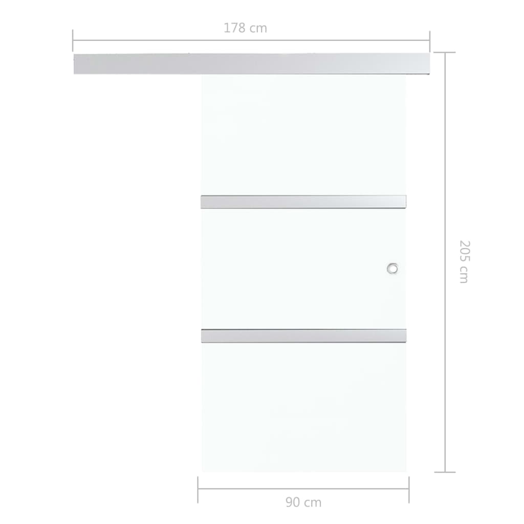 vidaXL Drsna vrata z mehkimi blokadami ESG steklo in aluminij 90x205cm