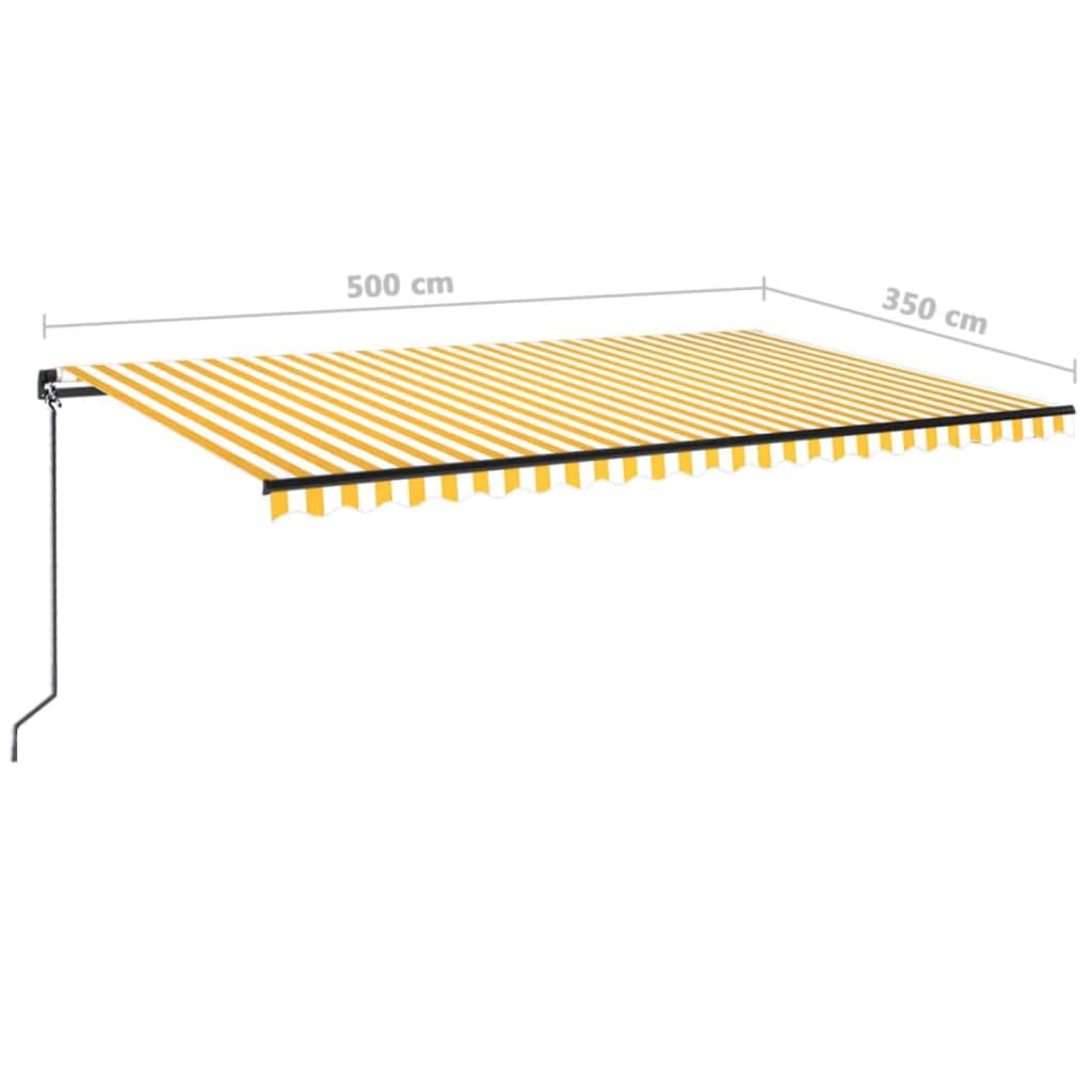 vidaXL Ročno zložljiva tenda 500x350 cm rumena in bela