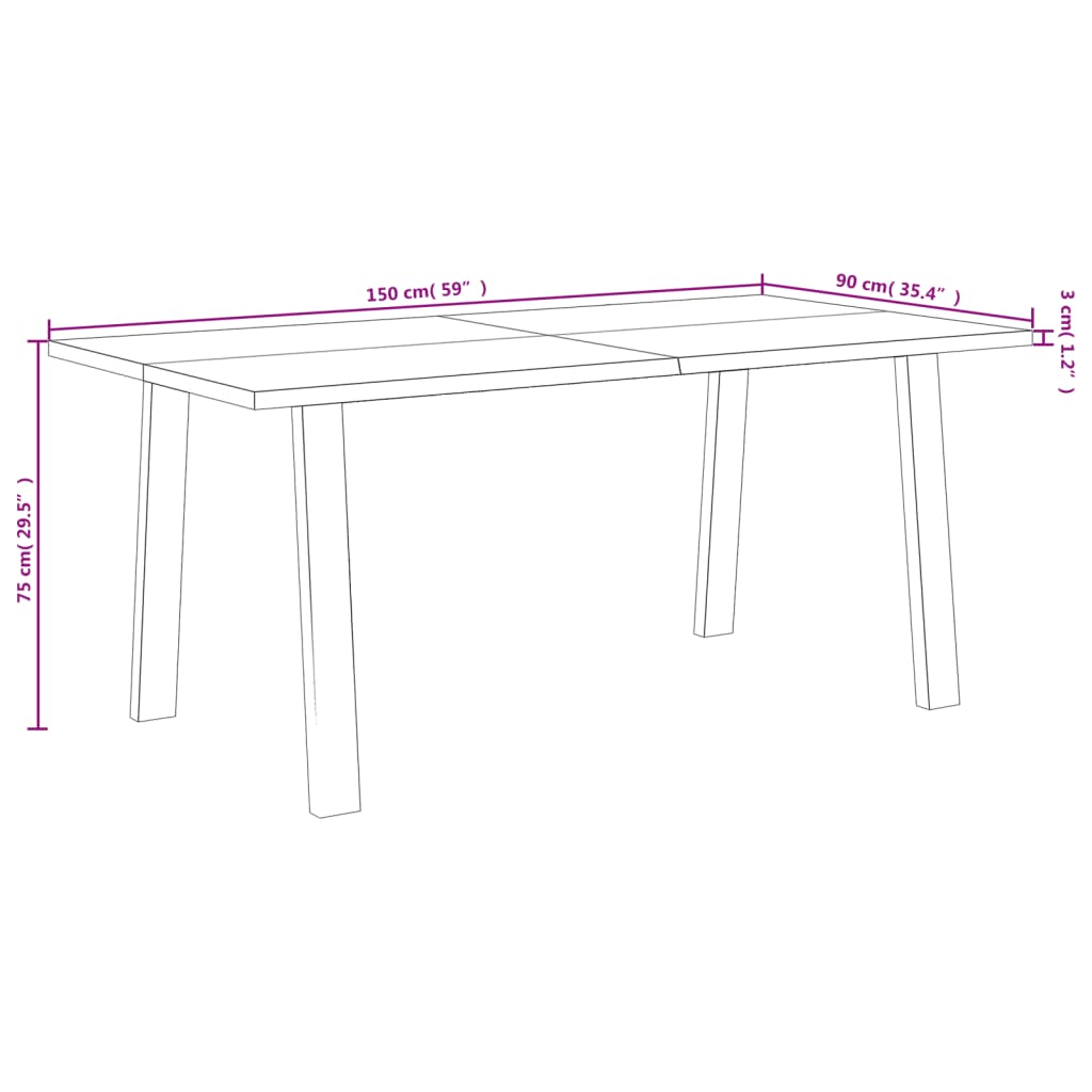 vidaXL Jedilna miza 150x90x75 cm trden akacijev les