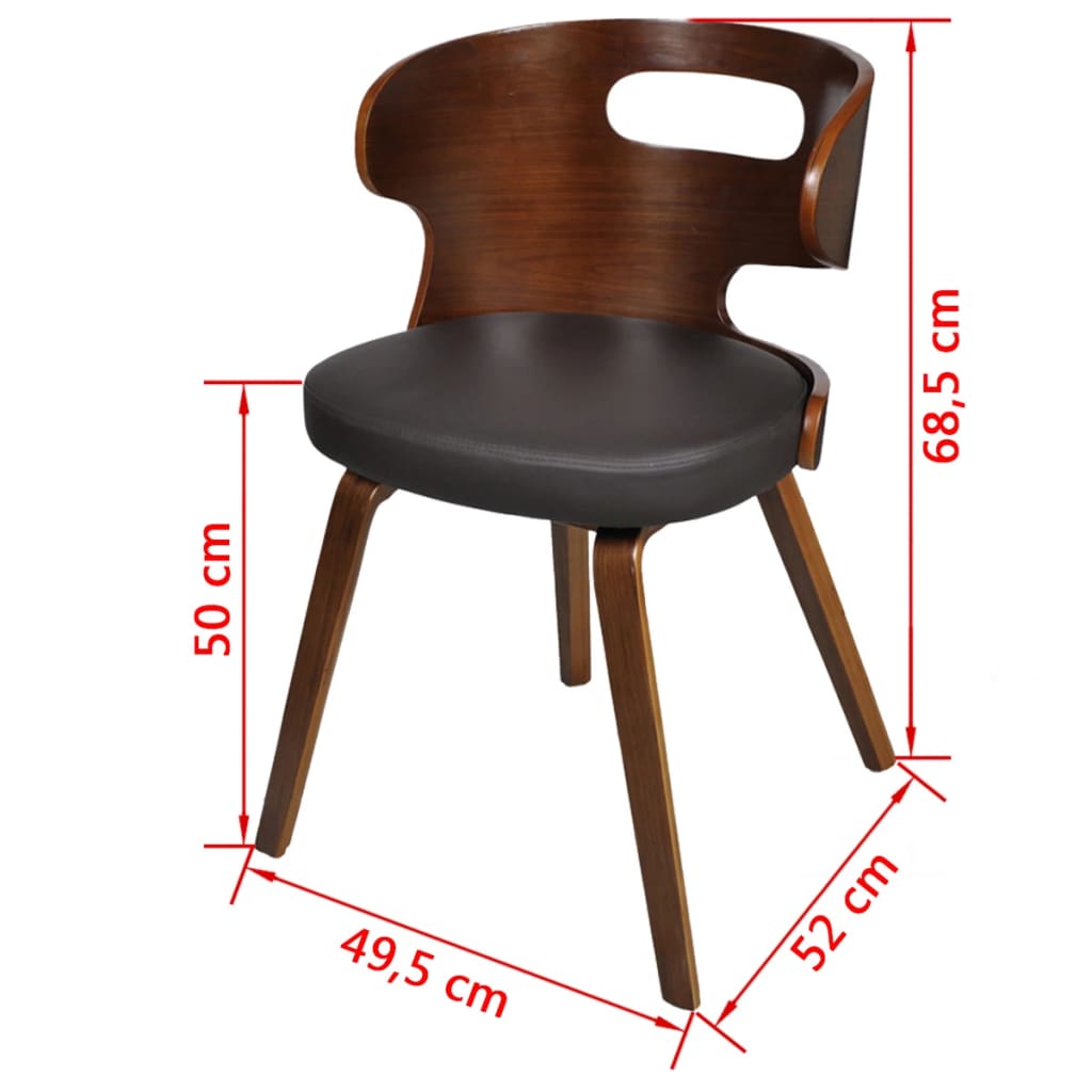 vidaXL Jedilni stoli 4 kosi rjavi ukrivljen les in umetno usnje