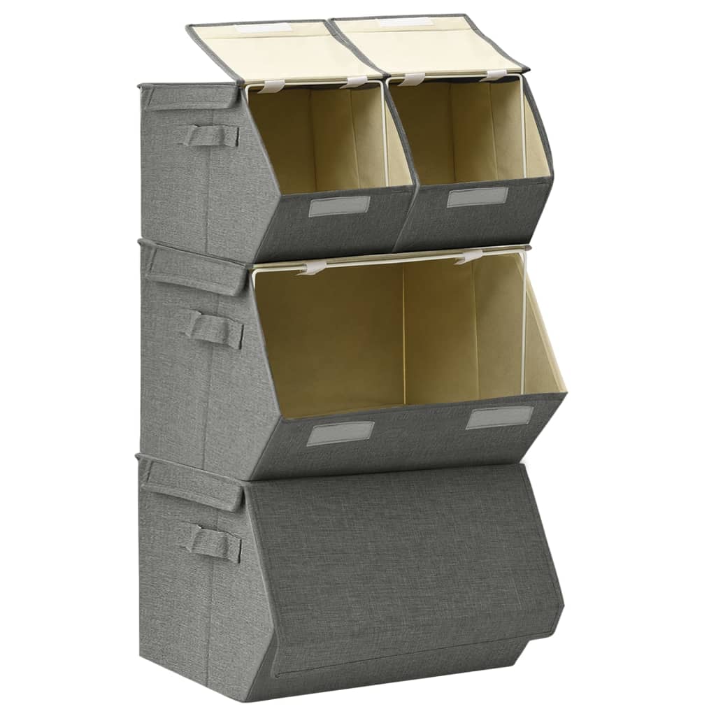 vidaXL Zložljive škatle za shranjevanje 4 kosi blago antracitne