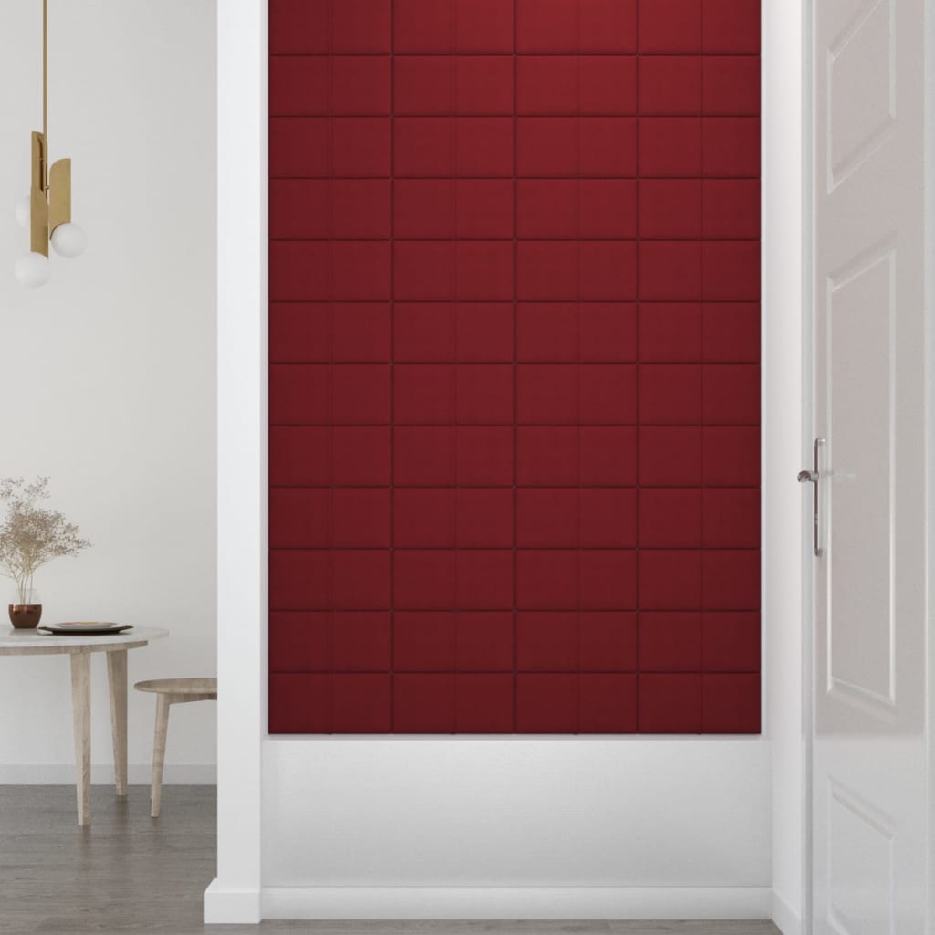 vidaXL Stenski paneli 12 kosov vinsko rdeči 30x15 cm blago 0,54 m²