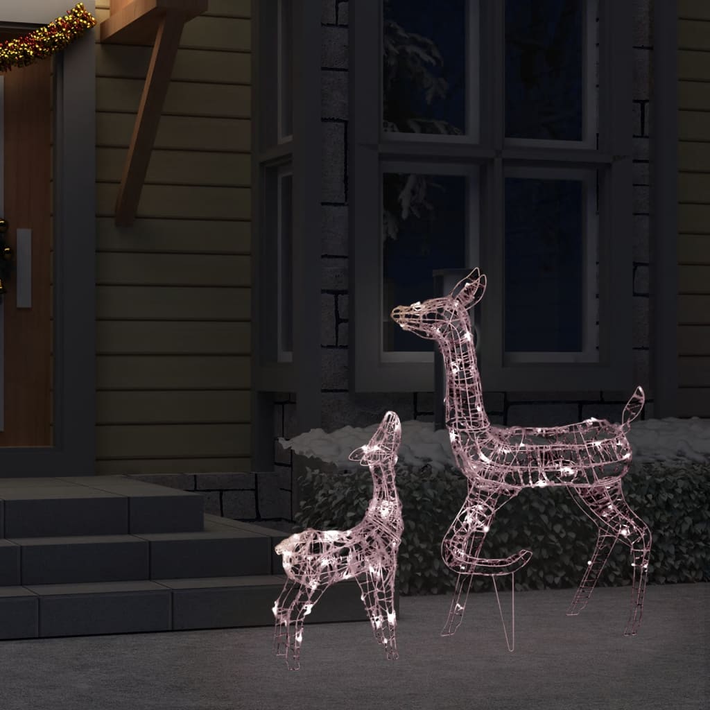vidaXL Božična dekoracija družina jelenov 160 toplo belih LED lučk