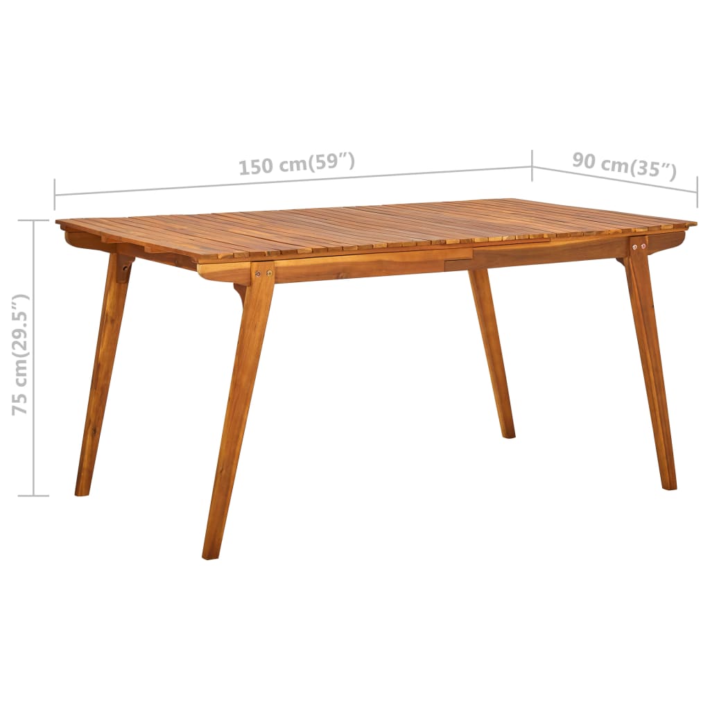 vidaXL Vrtna miza 150x90x75 cm trden akacijev les