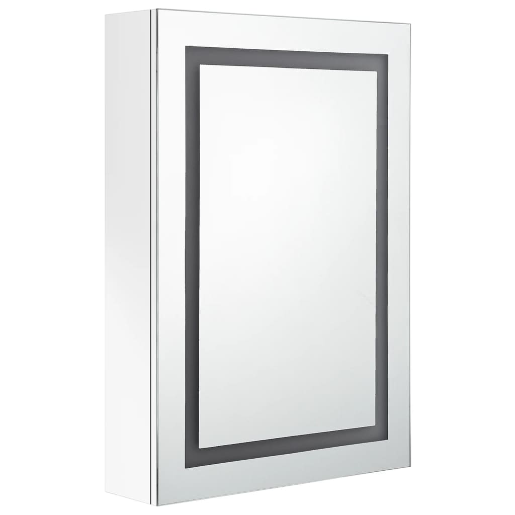 vidaXL LED kopalniška omarica z ogledalom sijoče bela 50x13x70 cm