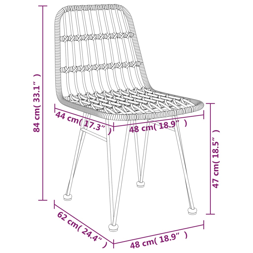 vidaXL Vrtni stol 2 kosa 48x62x84 cm PE ratan