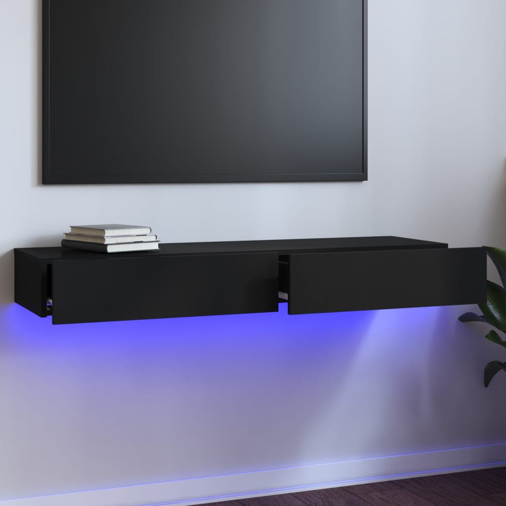 vidaXL TV omarica z LED lučkami črna 120x35x15,5 cm