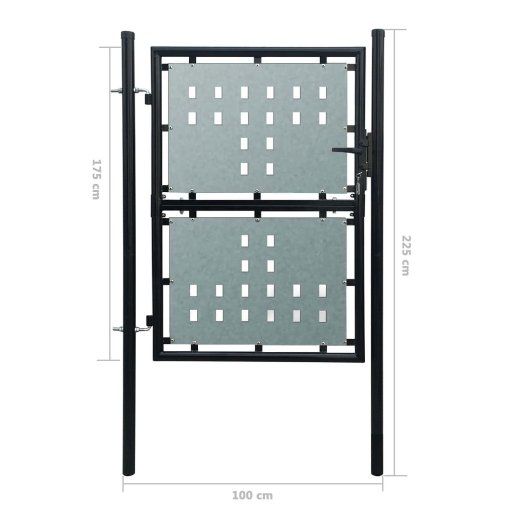 vidaXL Enojna ograjna vrata 100x225 cm črna