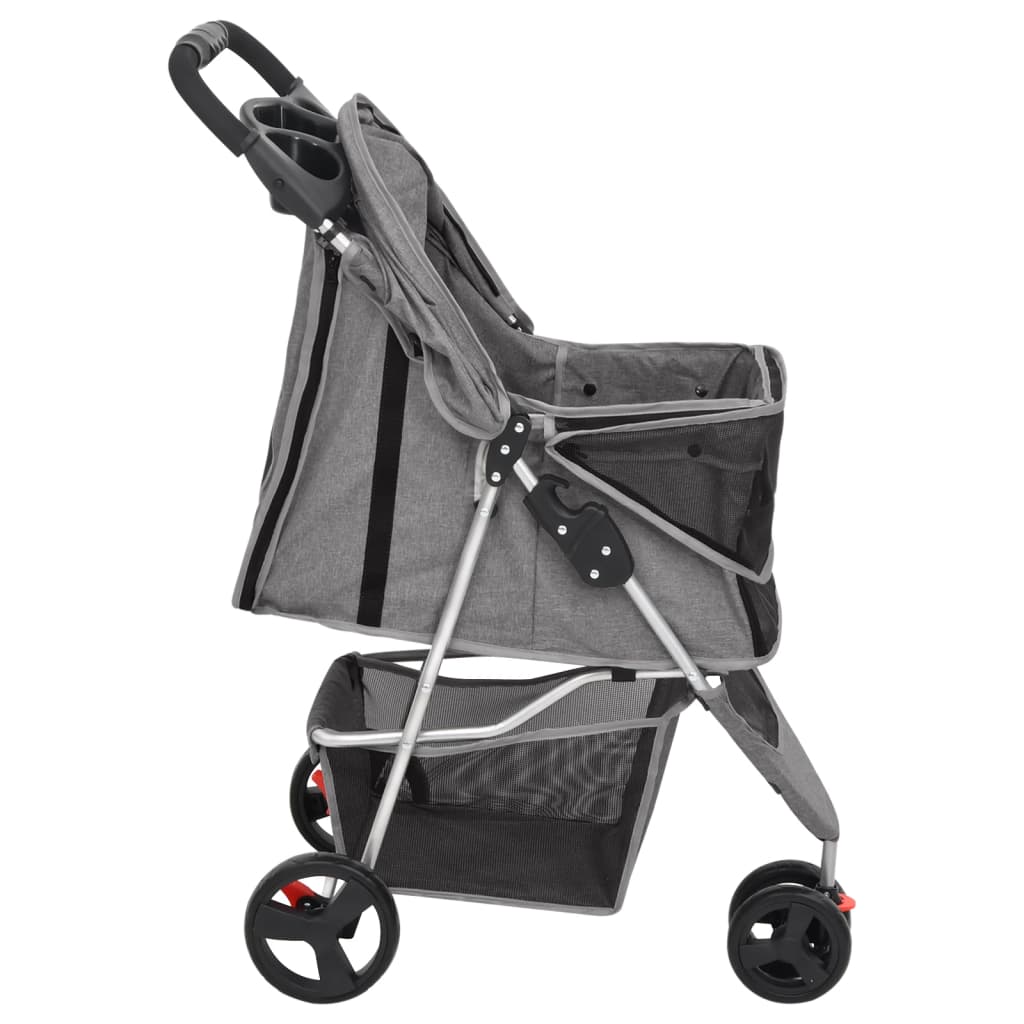 vidaXL Zložljiv pasji voziček siv 80x46x98 cm oxford blago