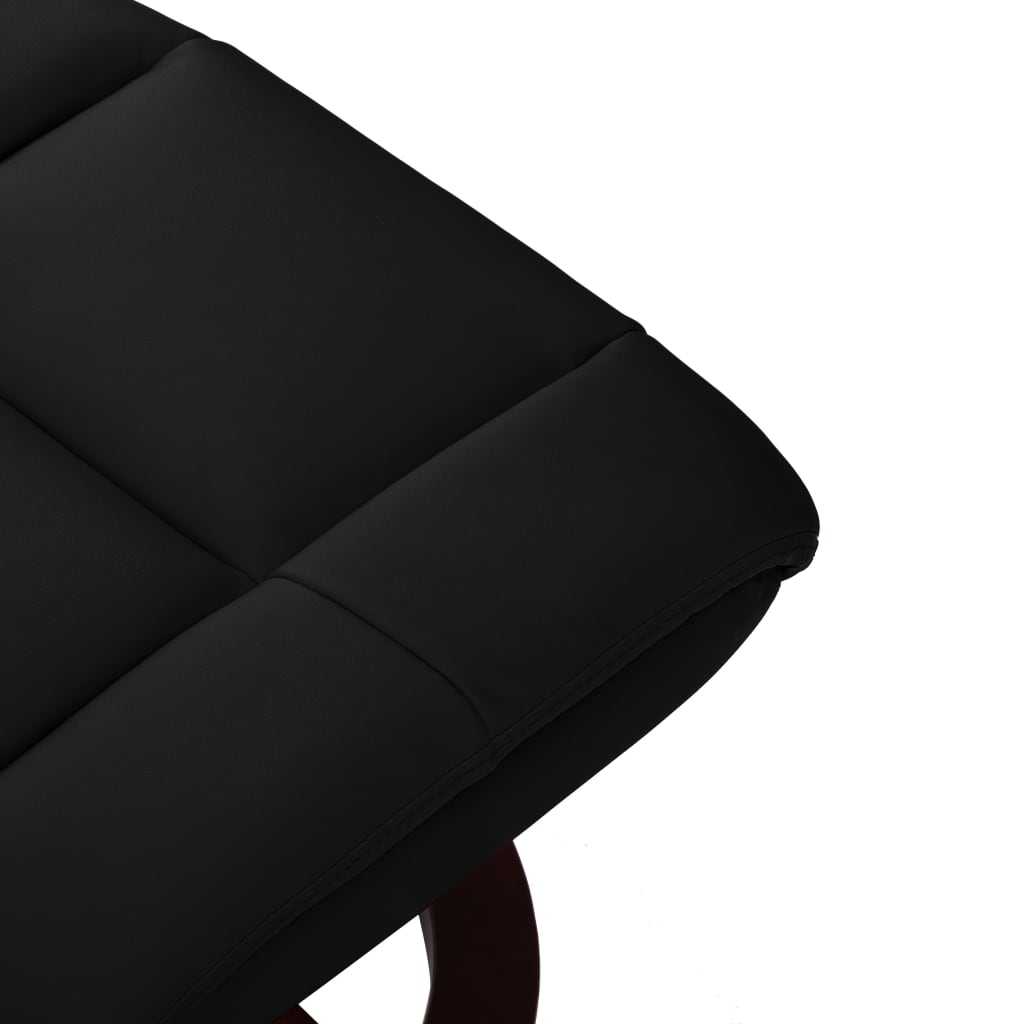vidaXL Naslanjač s stolčkom za noge črno umetno usnje in ukrivljen les