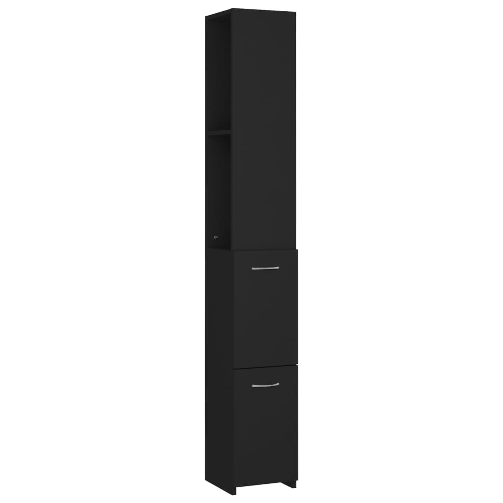 vidaXL Kopalniška omarica črna 25x26,5x170 cm inženirski les