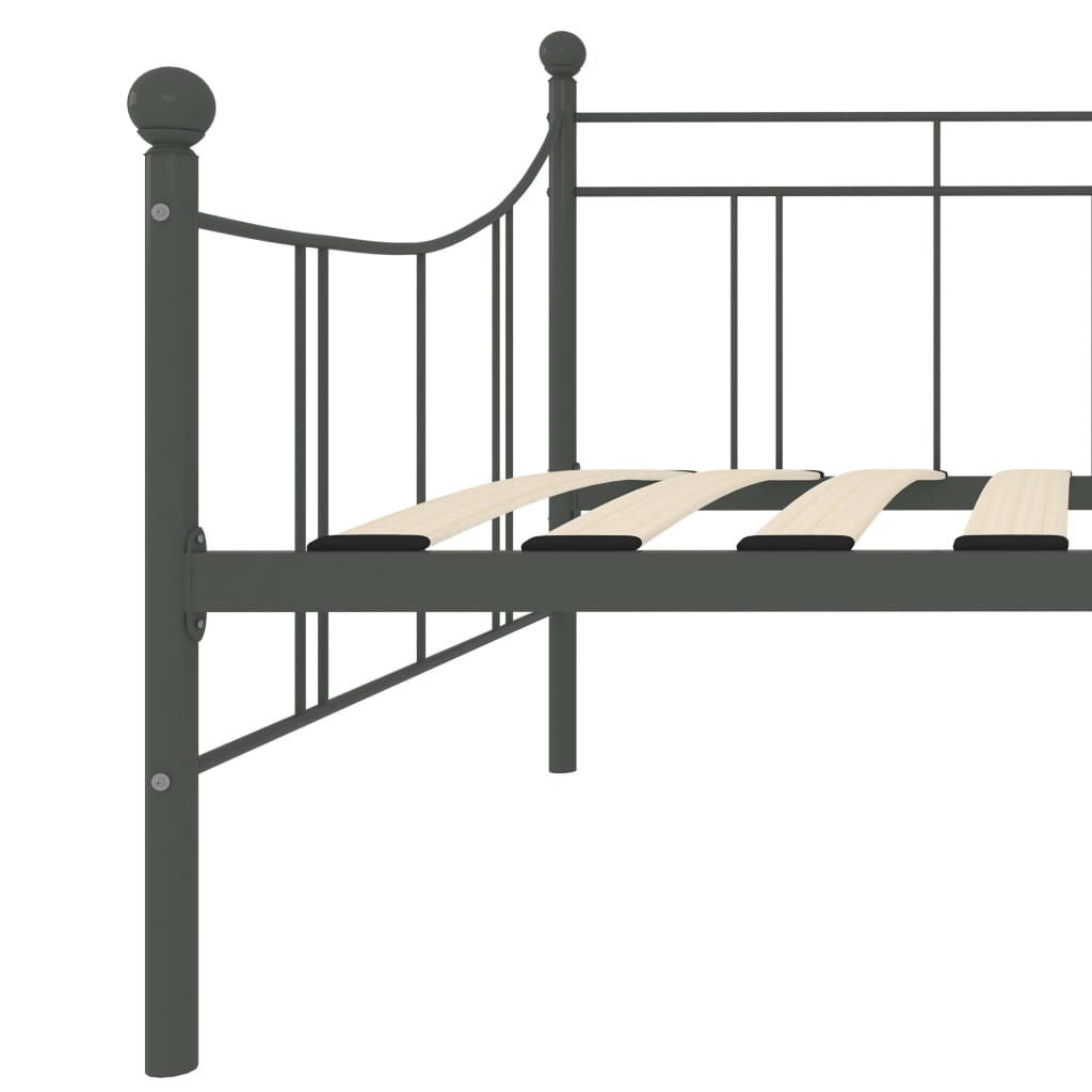 vidaXL Posteljni okvir za dnevno posteljo siv kovinski 90x200 cm