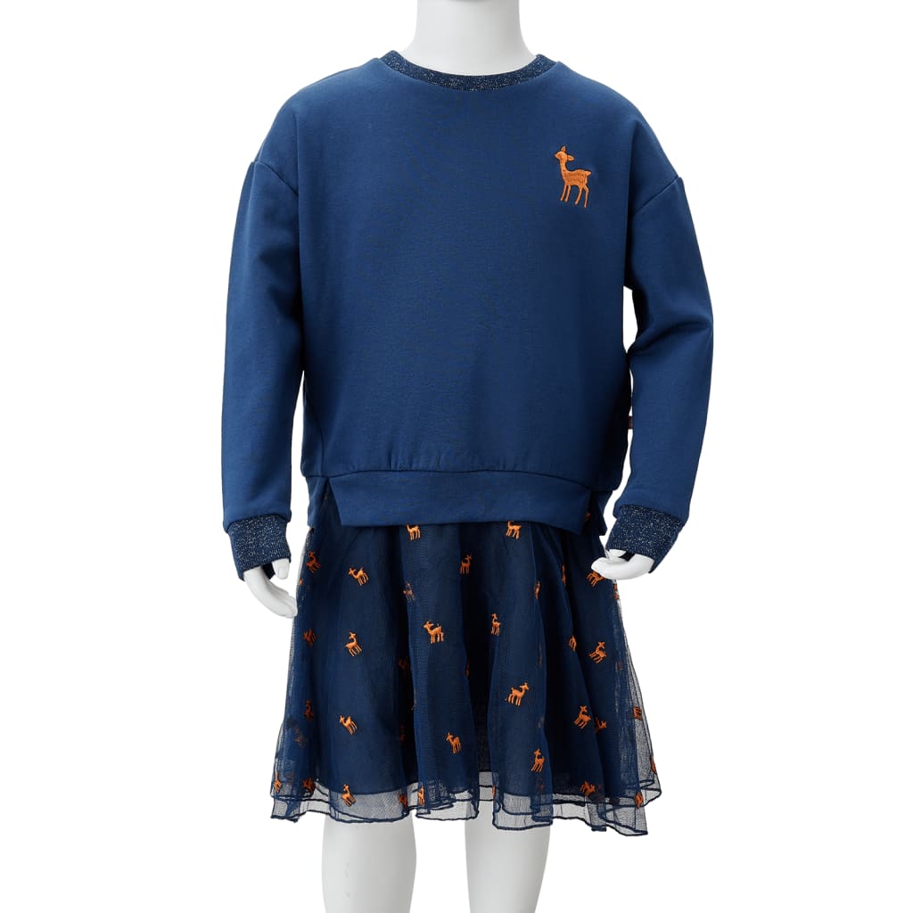 Otroška obleka z dolgimi rokavi mornarsko modra 92