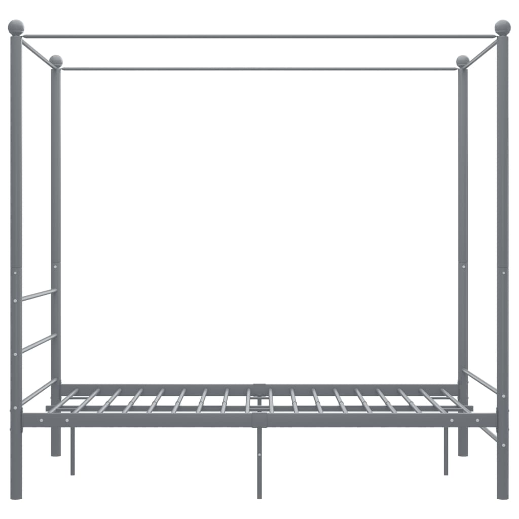 vidaXL Posteljni okvir z ogrodjem za baldahin siv kovinski 120x200 cm