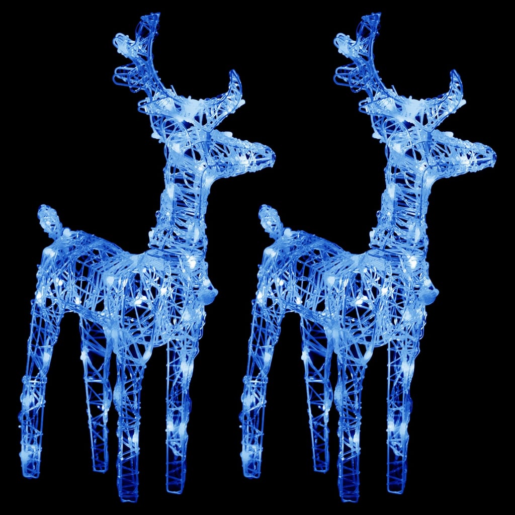 vidaXL Božični severni jeleni 2 kosa modri 80 LED akril