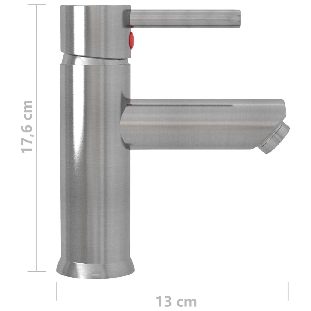 vidaXL Kopalniška armatura za umivalnik srebrna 130x176 mm