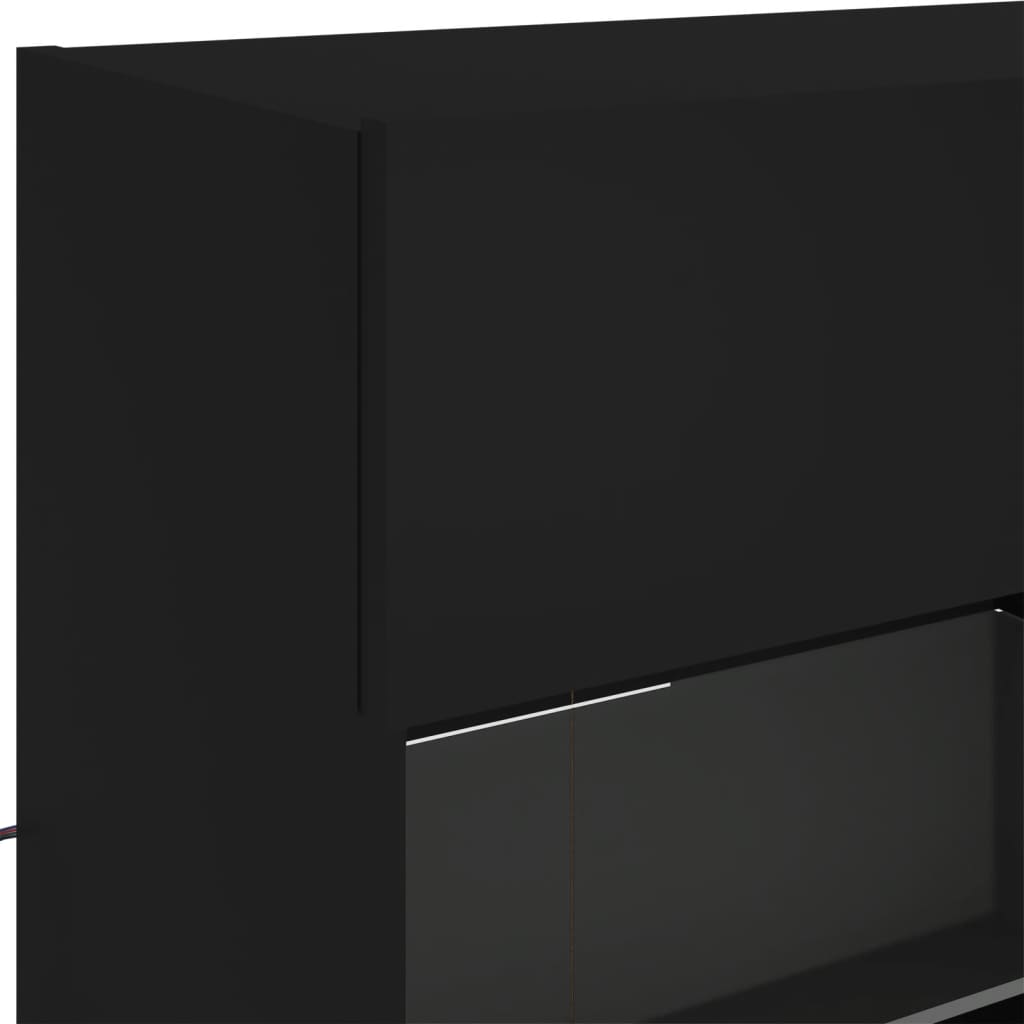 vidaXL Stenska TV omarica z LED lučkami črna 98,5x30x60,5 cm
