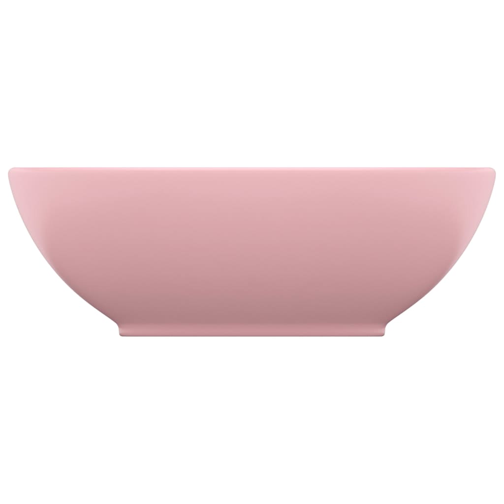 vidaXL Razkošen umivalnik ovalen mat roza 40x33 cm keramičen