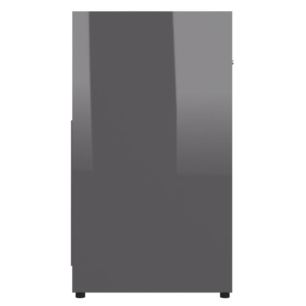 vidaXL Kopalniška omarica visok sijaj siva 60x33x61 cm iverna plošča