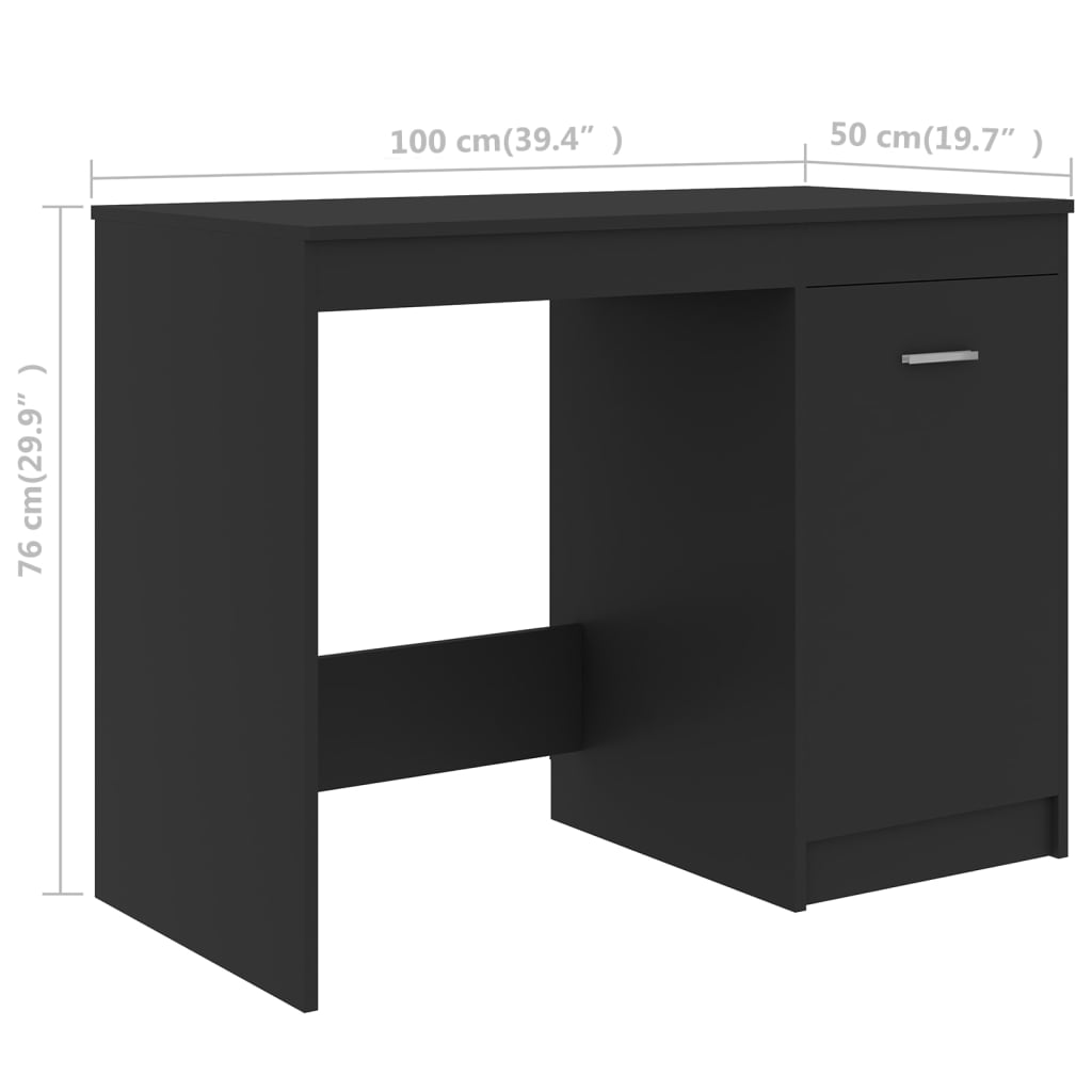 vidaXL Pisalna miza siva 100x50x76 cm iverna plošča