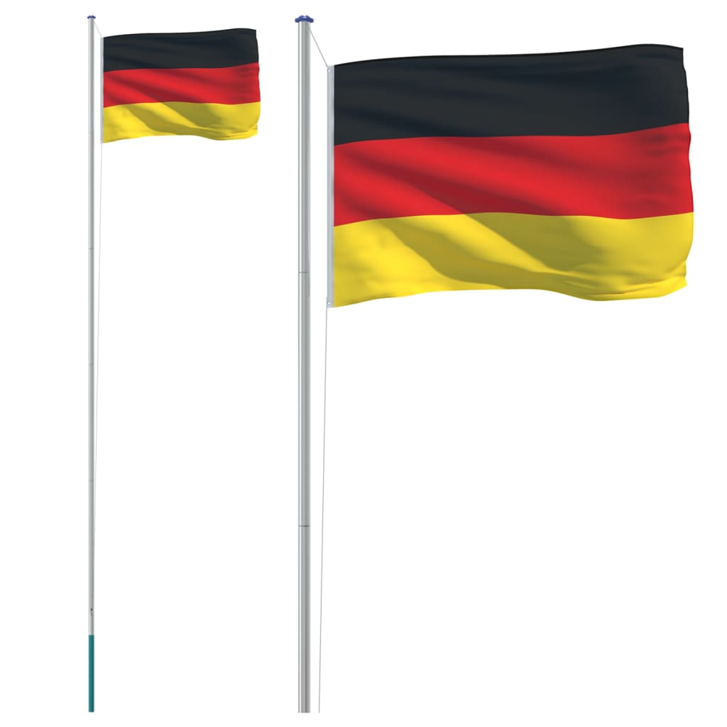 vidaXL Nemška zastava in drog 6,23 m aluminij