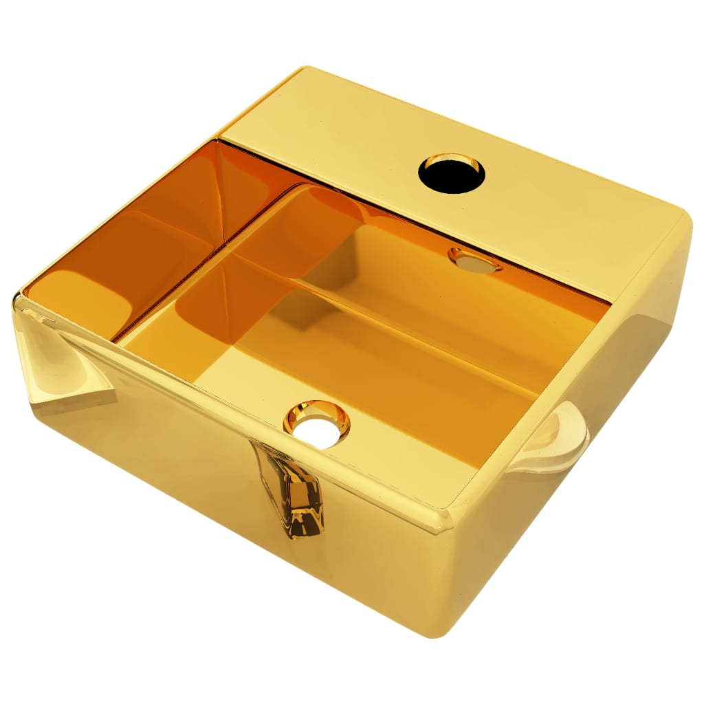 vidaXL Umivalnik z odprtino za pipo 38x30x11,5 cm keramičen zlat