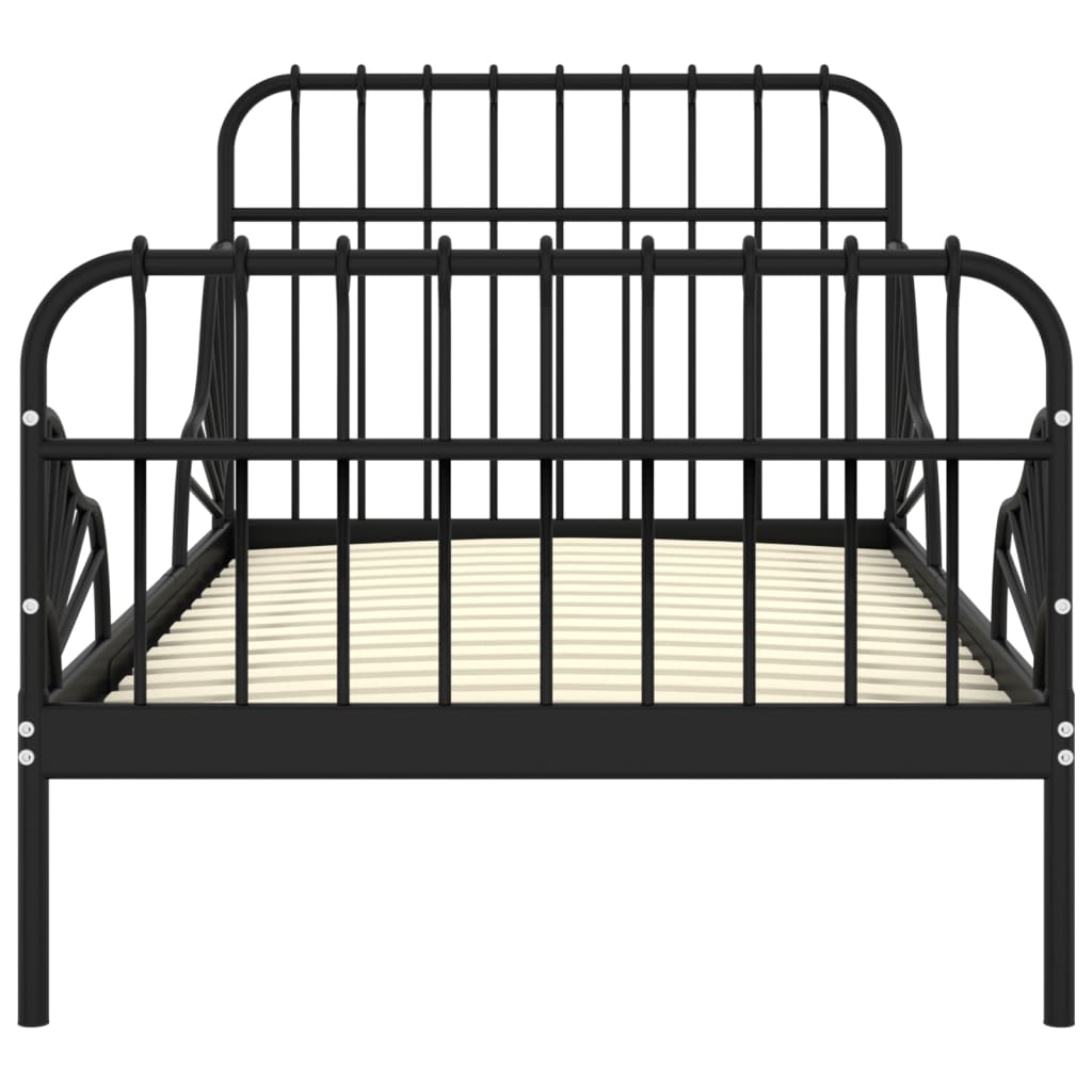 vidaXL Raztegljiv posteljni okvir črn kovinski 80x130/200 cm