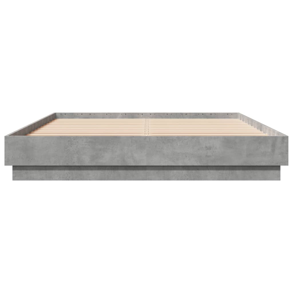 vidaXL Posteljni okvir z LED diodami betonsko siv 120x200 cm
