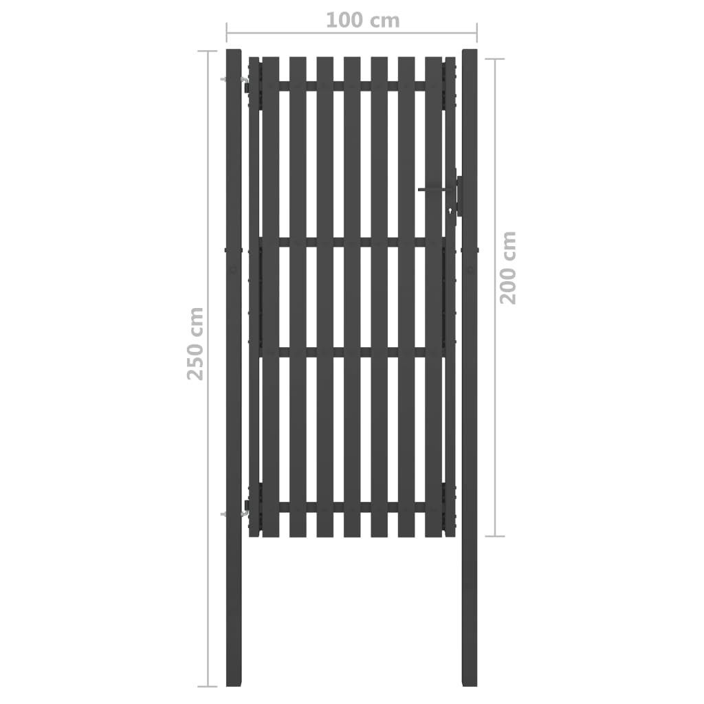 vidaXL Ograjna vrata jeklena 1x2,5 m antracitna