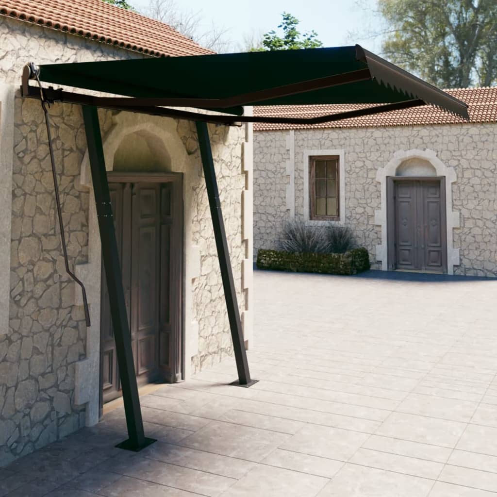vidaXL Ročno zložljiva tenda s stebrički 3,5x2,5 m antracitna