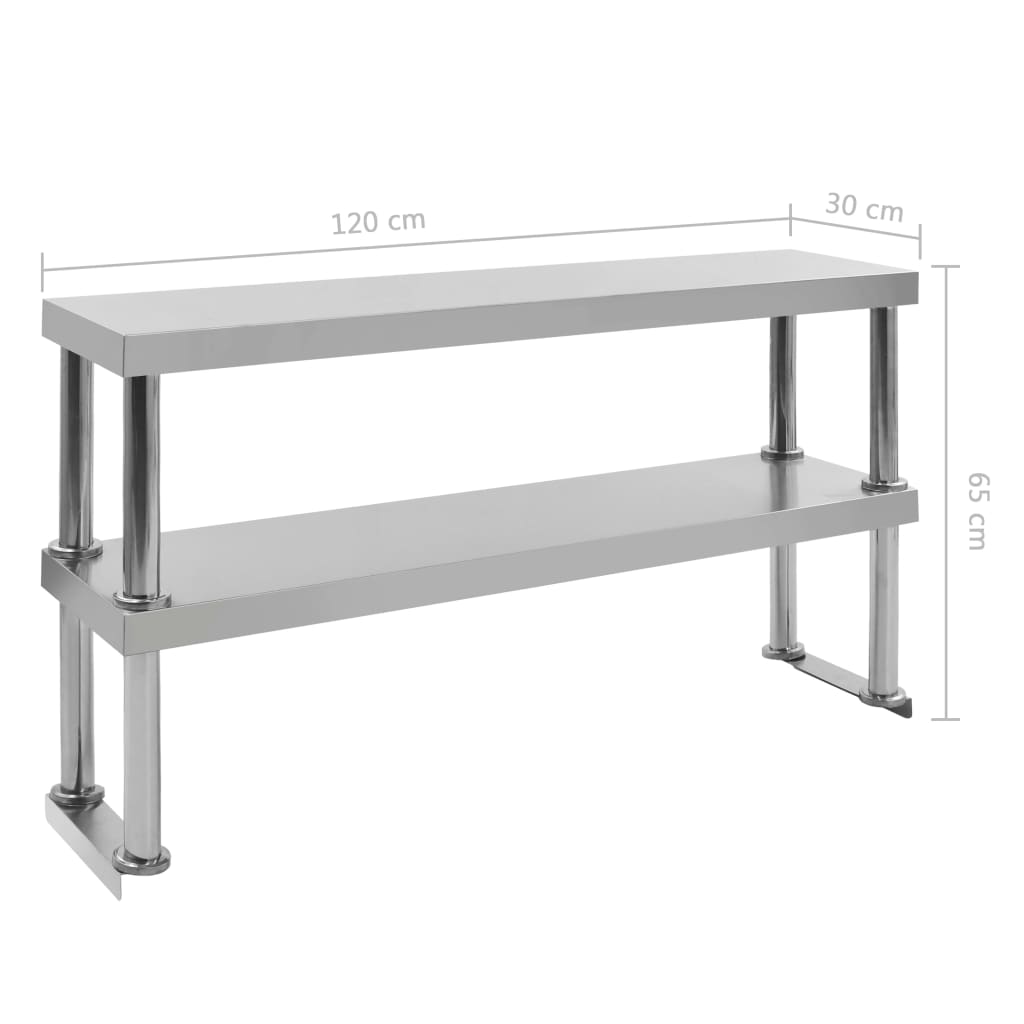 vidaXL Kuhinjska delovna miza s polico 120x60x150 cm nerjaveče jeklo