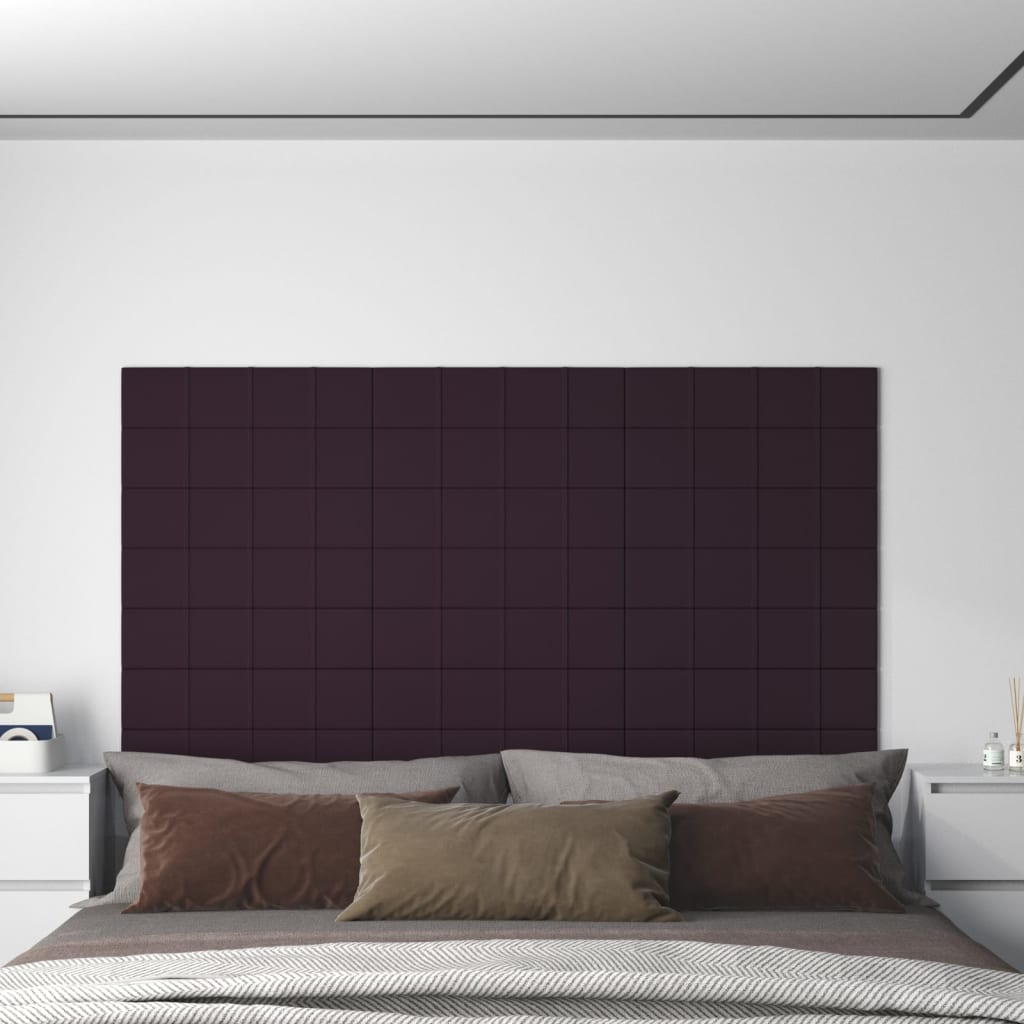 vidaXL Stenski paneli 12 kosov vijolični 60x15 cm blago 1,08 m²