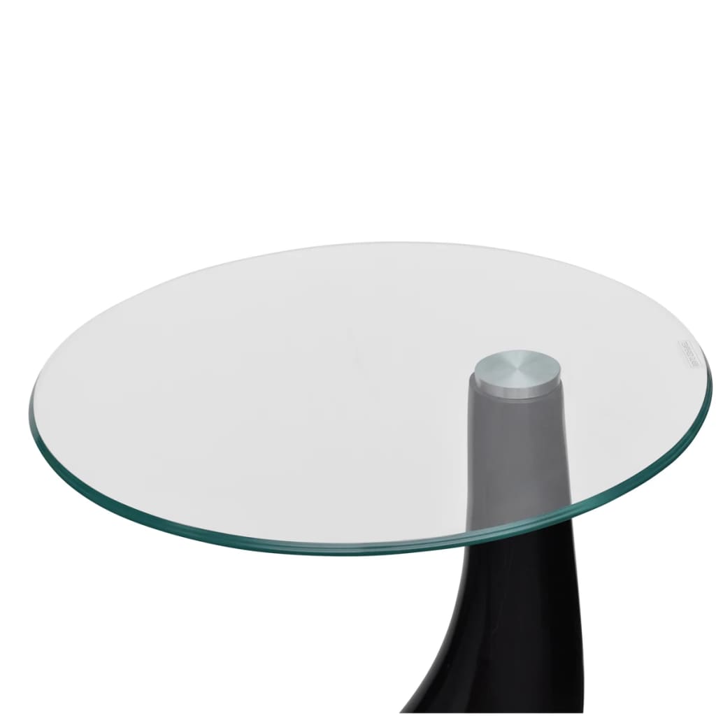vidaXL Klubska mizica 2 kosa z okroglim steklom visok sijaj črna