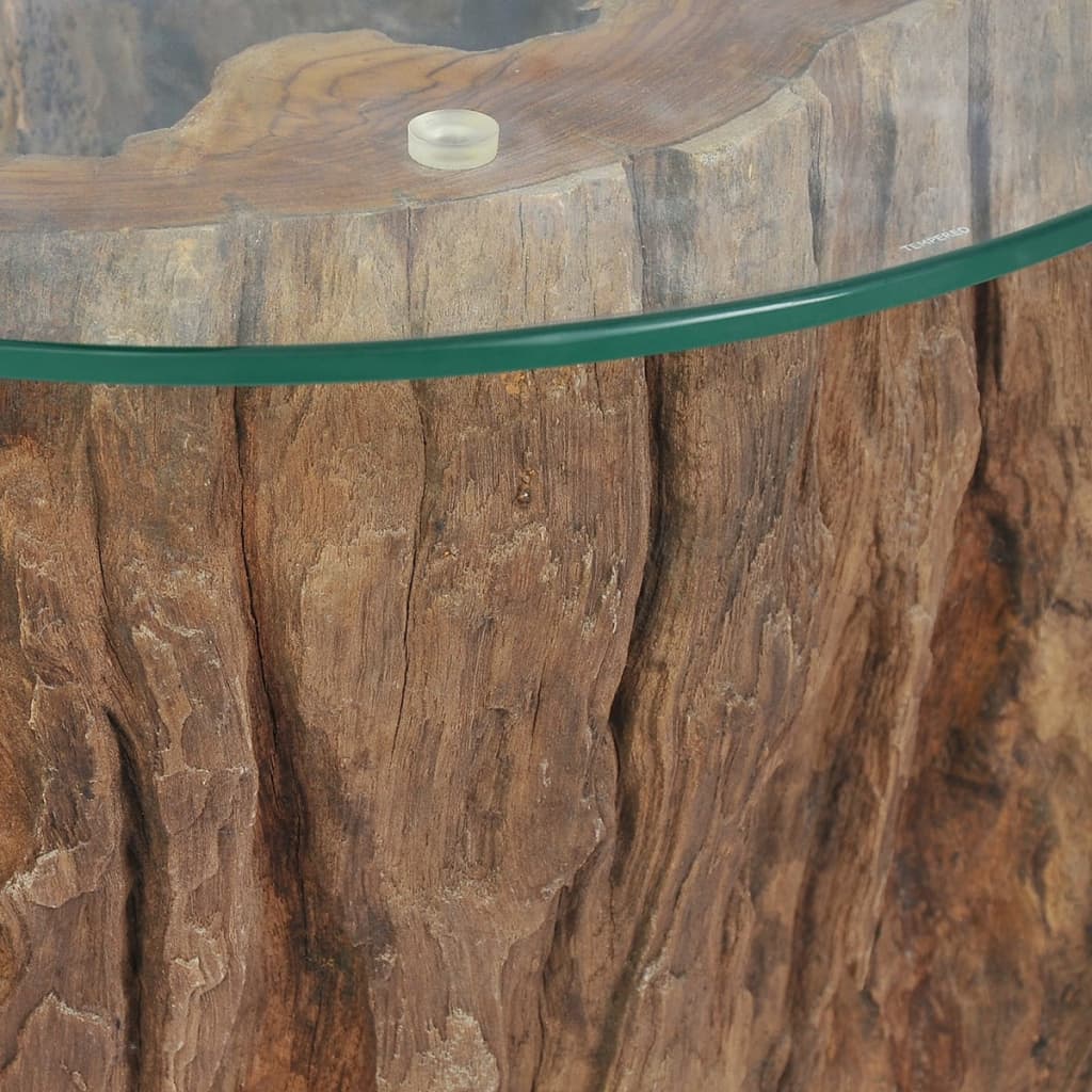 vidaXL Klubska mizica iz tikovine in stekla 50x40 cm