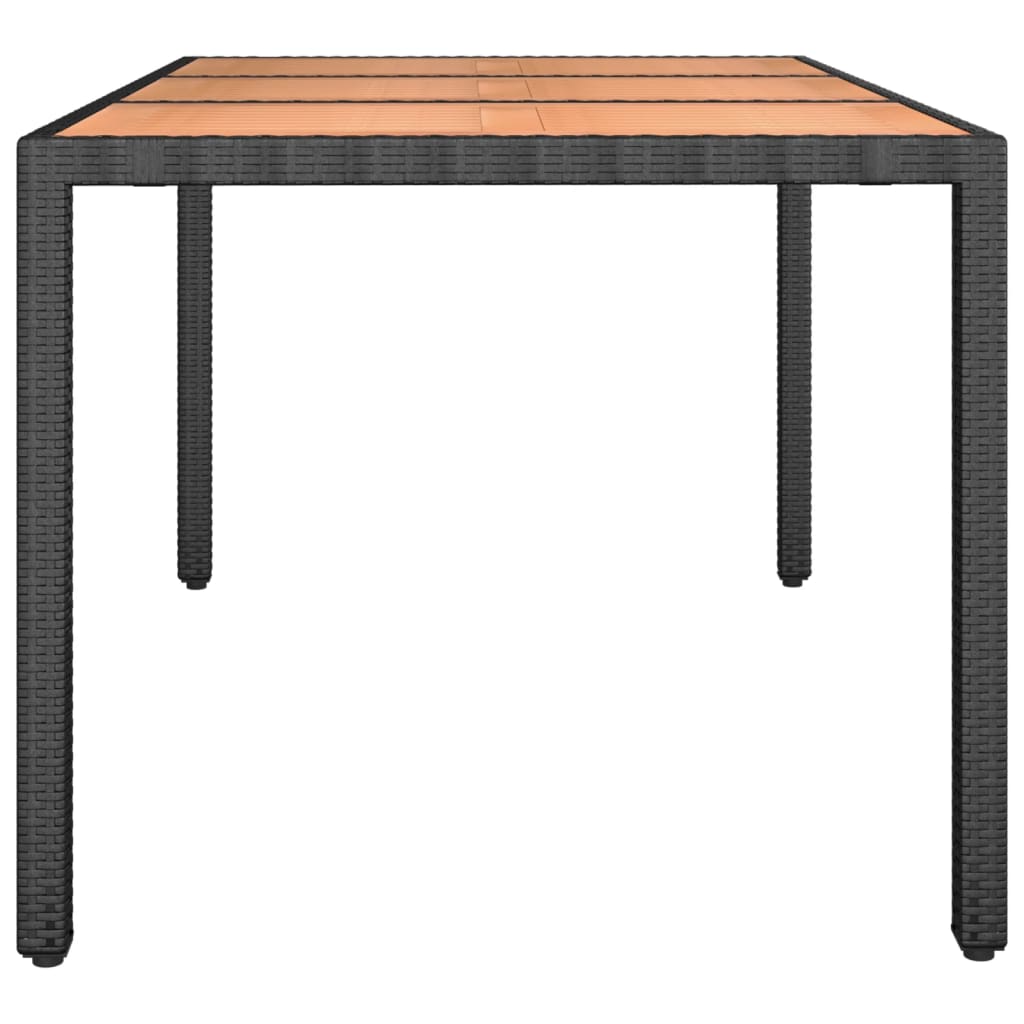 vidaXL Vrtna miza z leseno površino črn poli ratan in akacijev les