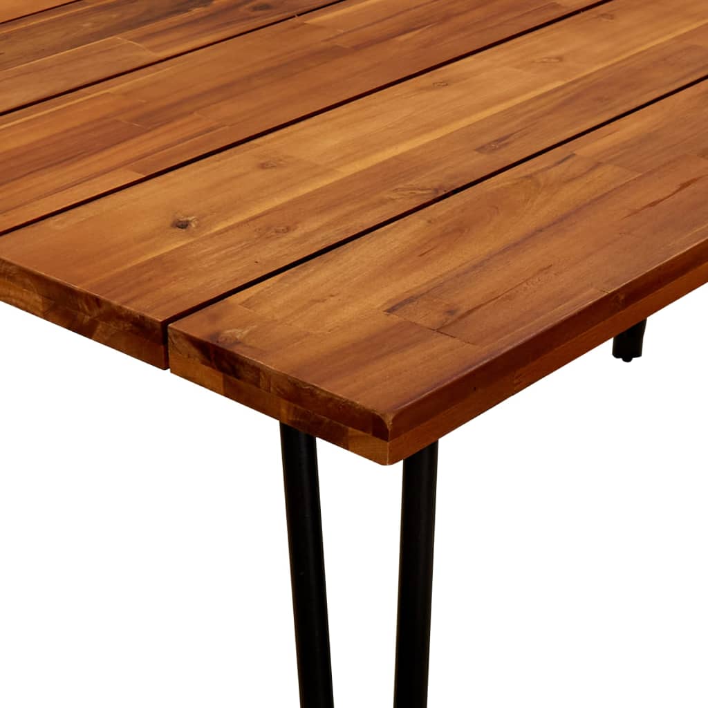 vidaXL Vrtna miza z nogami v obliki sponke 140x80x75 cm trdna akacija