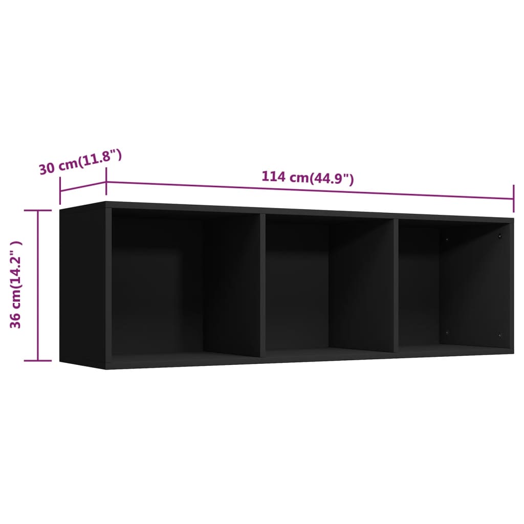 vidaXL Knjižna / TV omara črna 36x30x114 cm iverna plošča