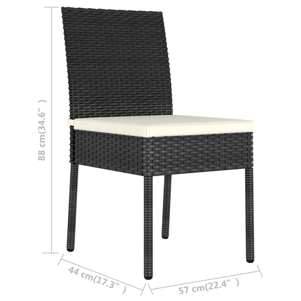 vidaXL Vrtni jedilni stoli 2 kosa poli ratan črne barve