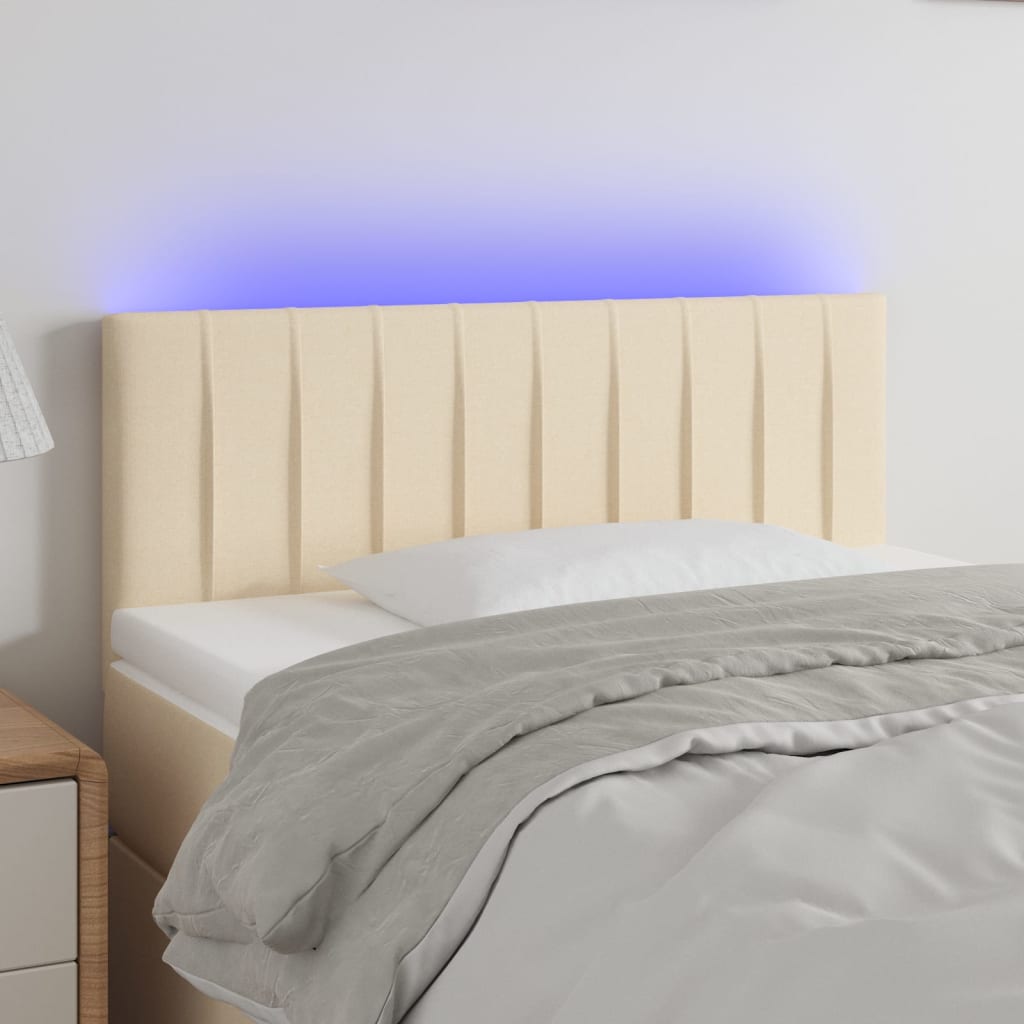vidaXL LED posteljno vzglavje krem 80x5x78/88 cm blago