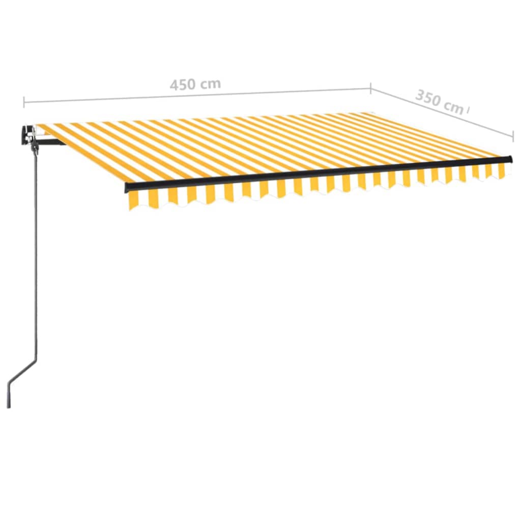 vidaXL Ročno zložljiva tenda z LED lučmi 450x350 cm rumena in bela
