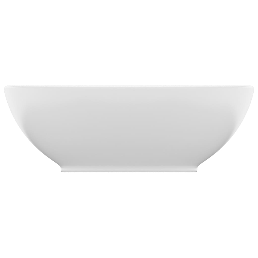 vidaXL Razkošen umivalnik ovalen mat bel 40x33 cm keramičen